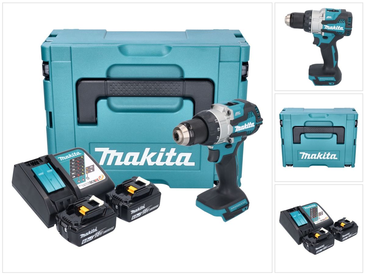 Makita DDF 489 RGJ perceuse-visseuse sans fil 18 V 73 Nm sans balais + 2x batteries 6,0 Ah + chargeur + Makpac