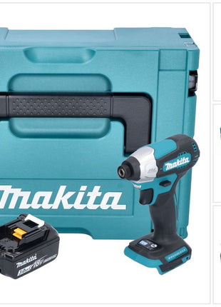 Makita DTD 157 F1J Clé à chocs sans fil 18 V 140 Nm 1/4" sans balais + 1x batterie 3,0 Ah + Makpac - sans chargeur