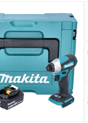 Makita DTD 157 M1J Clé à chocs sans fil 18 V 140 Nm 1/4" sans balais + 1x batterie 4,0 Ah + Makpac - sans chargeur