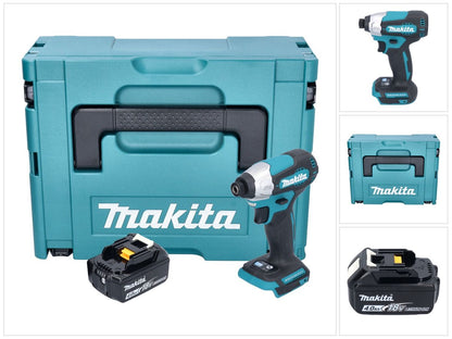 Makita DTD 157 M1J Clé à chocs sans fil 18 V 140 Nm 1/4" sans balais + 1x batterie 4,0 Ah + Makpac - sans chargeur