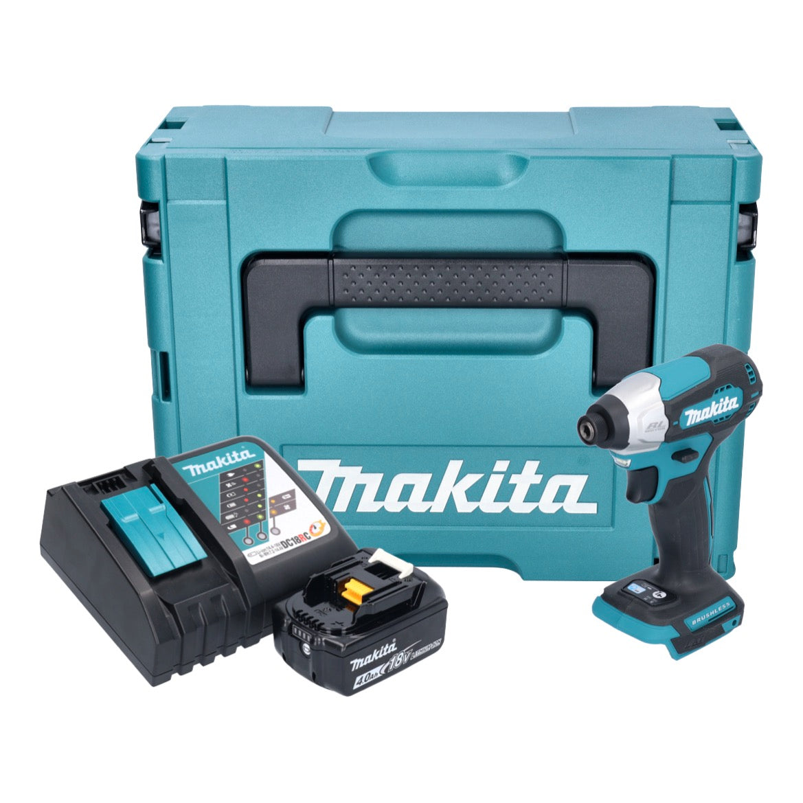 Makita DTD 157 RM1J Akku Schlagschrauber 18 V 140 Nm 1/4" Brushless + 1x Akku 4,0 Ah + Ladegerät + Makpac