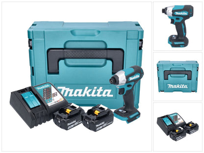 Makita DTD 157 RMJ clé à chocs sans fil 18 V 140 Nm 1/4" sans balais + 2x batterie 4,0 Ah + chargeur + Makpac