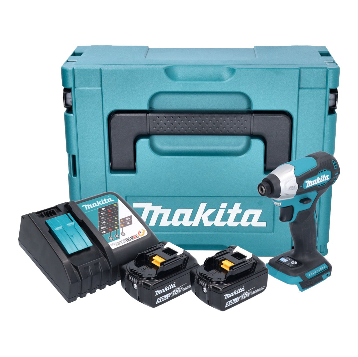 Makita DTD 157 RTJ clé à chocs sans fil 18 V 140 Nm 1/4" brushless + 2x batteries 5,0 Ah + chargeur + Makpac