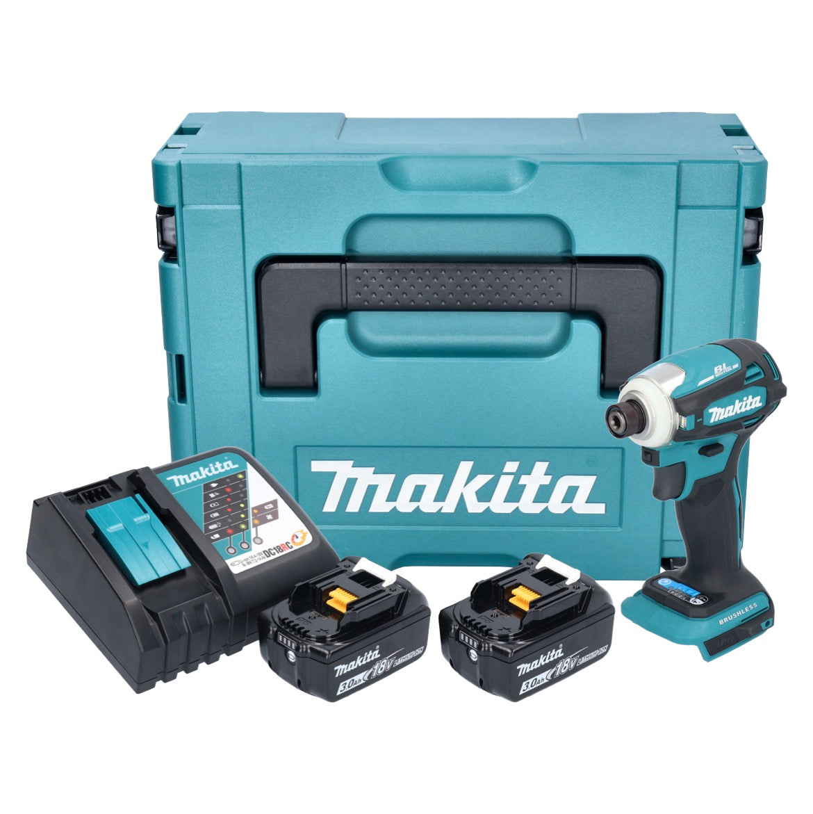 Makita DTD 172 RFJ clé à chocs sans fil 18 V 180 Nm 1/4" sans balai + 2x batterie 3,0 Ah + chargeur + Makpac