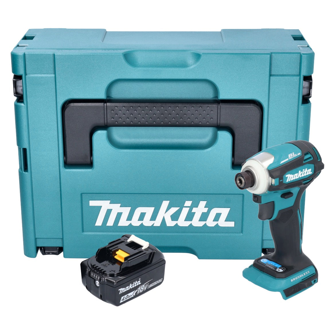 Makita DTD 172 M1J Clé à chocs sans fil 18 V 180 Nm 1/4" sans balai + 1x batterie 4,0 Ah + Makpac - sans chargeur