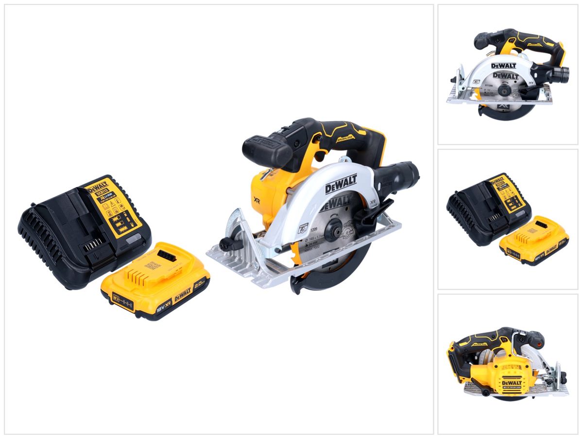 Scie circulaire manuelle à batterie DeWalt DCS 565 D1 18 V 165 mm sans balais + 1x batterie 2,0 Ah + chargeur