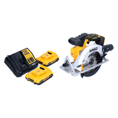 Scie circulaire manuelle à batterie DeWalt DCS 565 D2 18 V 165 mm sans balais + 2x batteries 2,0 Ah + chargeur