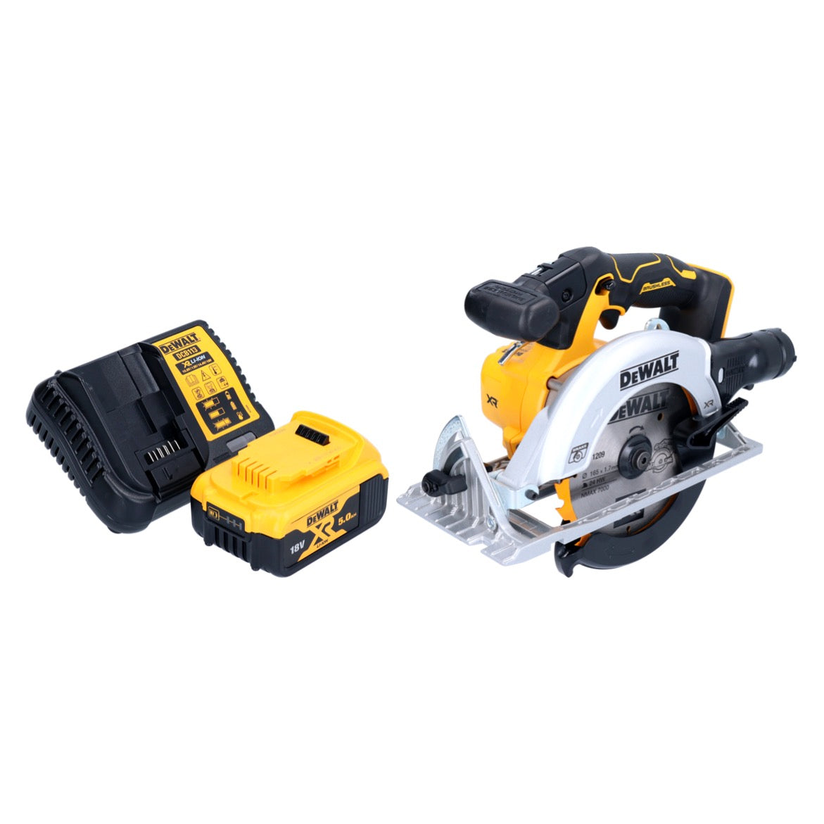 DeWalt DCS 565 P1 Akku Handkreissäge 18 V 165 mm Brushless + 1x Akku 5,0 Ah + Ladegerät