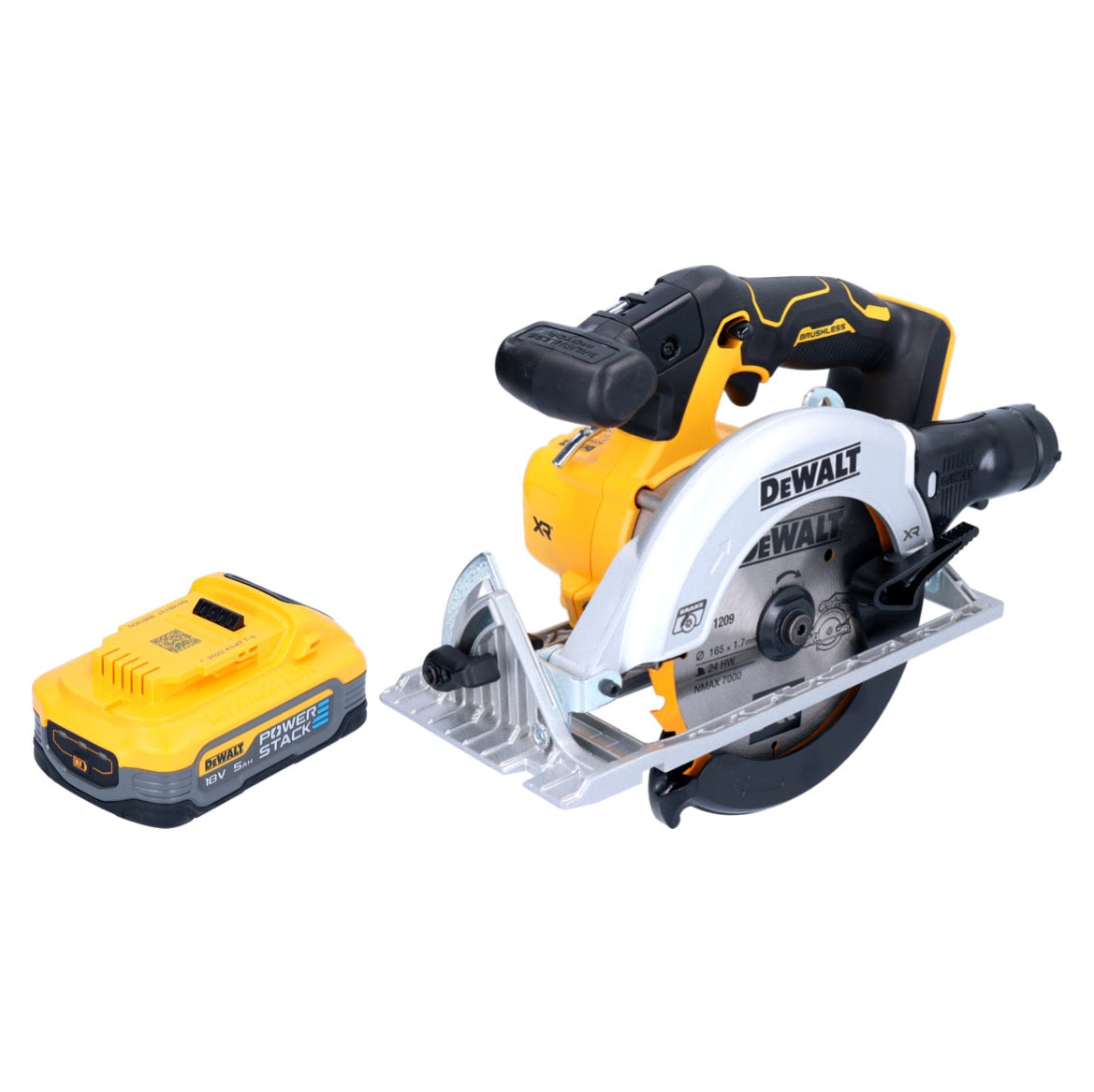 Scie circulaire sur batterie DeWalt DCS 565 N 18 V 165 mm sans balais + 1x batterie Powerstack 5,0 Ah - sans chargeur