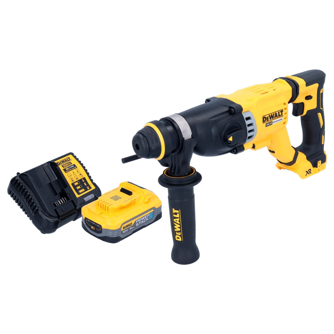 Marteau combiné à batterie DeWalt DCH 263 H1 18 V 3 J SDS Plus sans balais + 1 batterie Powerstack 5,0 Ah + chargeur