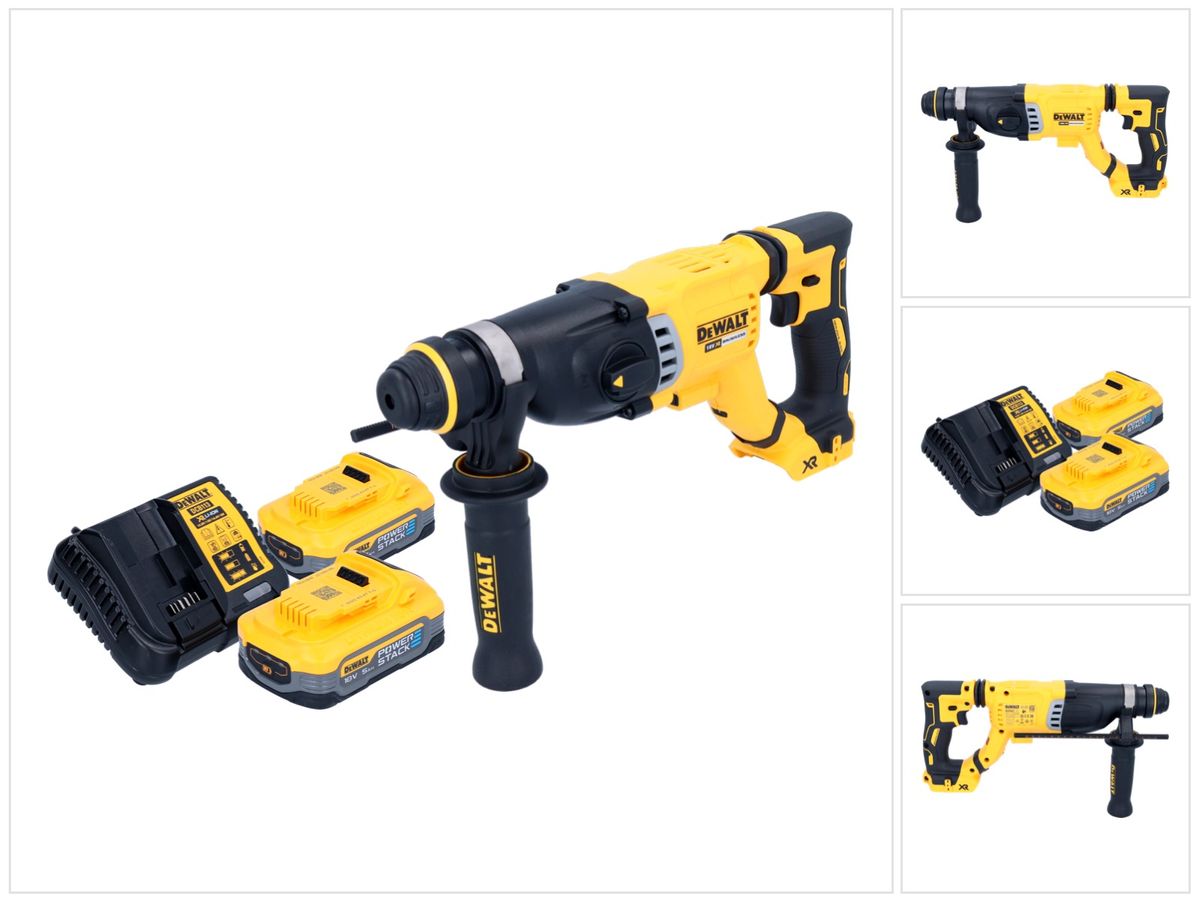 Marteau combiné à batterie DeWalt DCH 263 H2 18 V 3 J SDS Plus brushless + 2x batterie Powerstack 5,0 Ah + chargeur