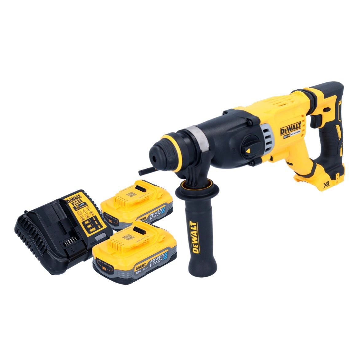 DeWalt DCH 263 H2 Akku Kombihammer 18 V 3 J SDS Plus Brushless + 2x Powerstack Akku 5,0 Ah + Ladegerät