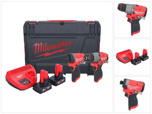 Milwaukee M12 FPP2A2-402X Kombo Set ( 4933480587 ) M12 FPD2 Akku Schlagbohrschrauber 45 Nm + M12 FID2 Akku Schlagschrauber 170 Nm 1/4" Brushless + 2x Akku 4,0 Ah + Ladegerät + HD-Box