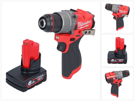 Taladro percutor inalámbrico Milwaukee M12 FPD2-601 12 V 45 Nm sin escobillas + 1x batería 6,0 Ah - sin cargador