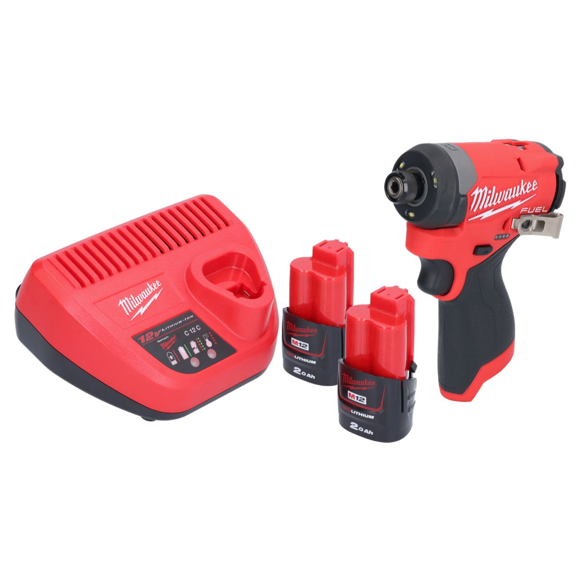 Clé à chocs sans fil Milwaukee M12 FID2-202 12 V 170 Nm 1/4" brushless + 2x batteries 2,0 Ah + chargeur