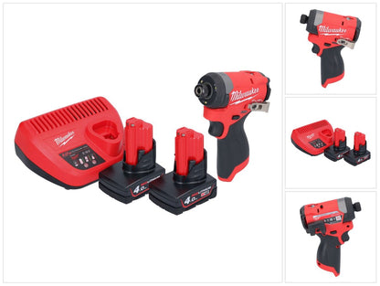 Clé à chocs sans fil Milwaukee M12 FID2-402 12 V 170 Nm 1/4" brushless + 2x batteries 4,0 Ah + chargeur