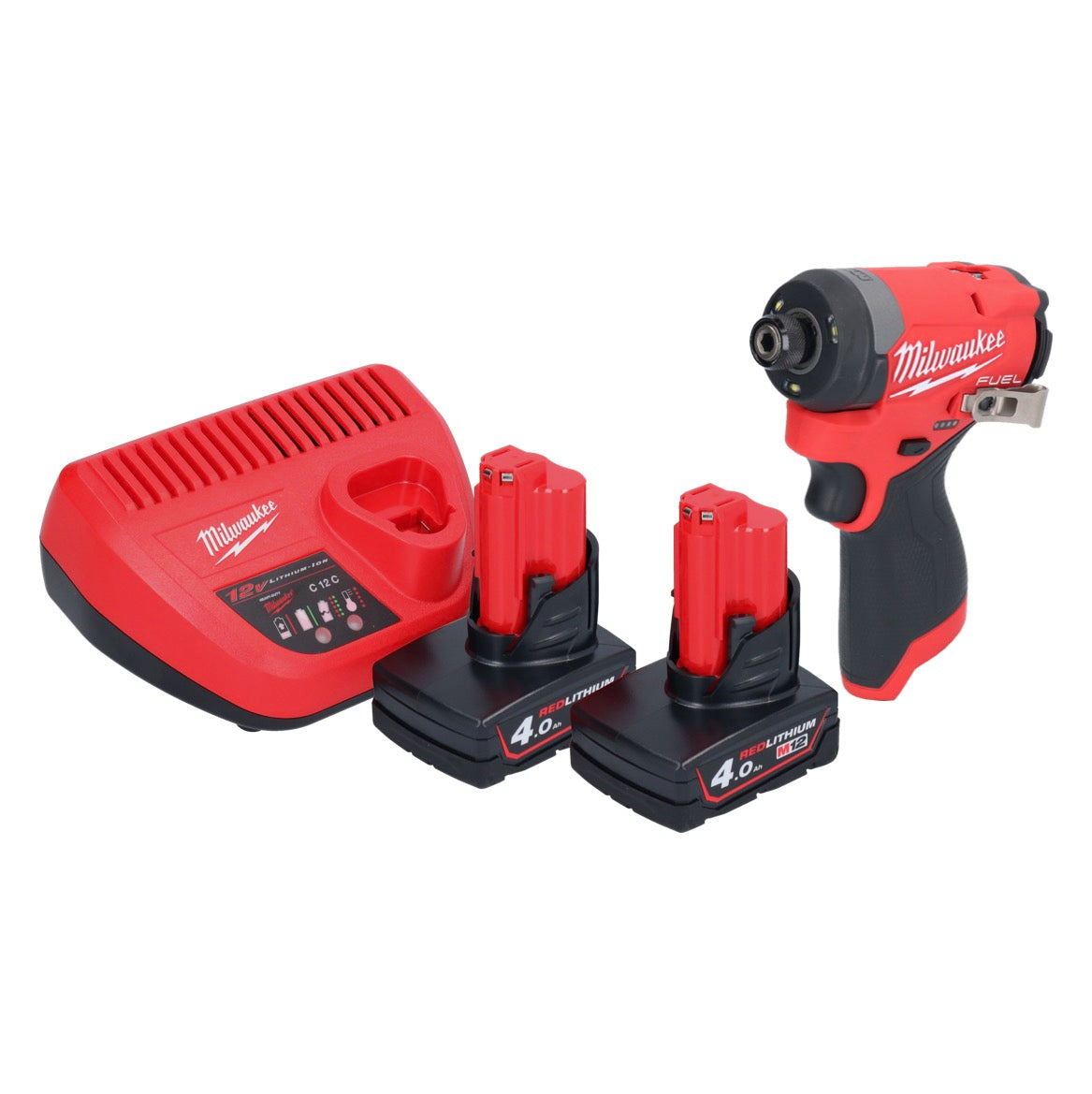 Clé à chocs sans fil Milwaukee M12 FID2-402 12 V 170 Nm 1/4" brushless + 2x batteries 4,0 Ah + chargeur