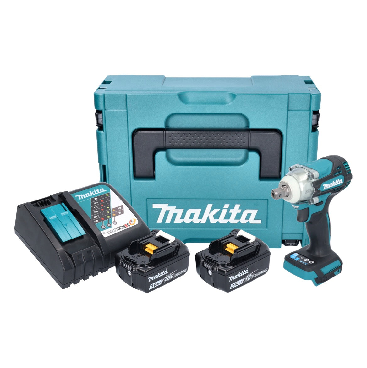 Makita DTW 301 RFJ Akku Schlagschrauber 18 V 330 Nm 1/2" Brushless + 2x Akku 3,0 Ah + Ladegerät + Makpac