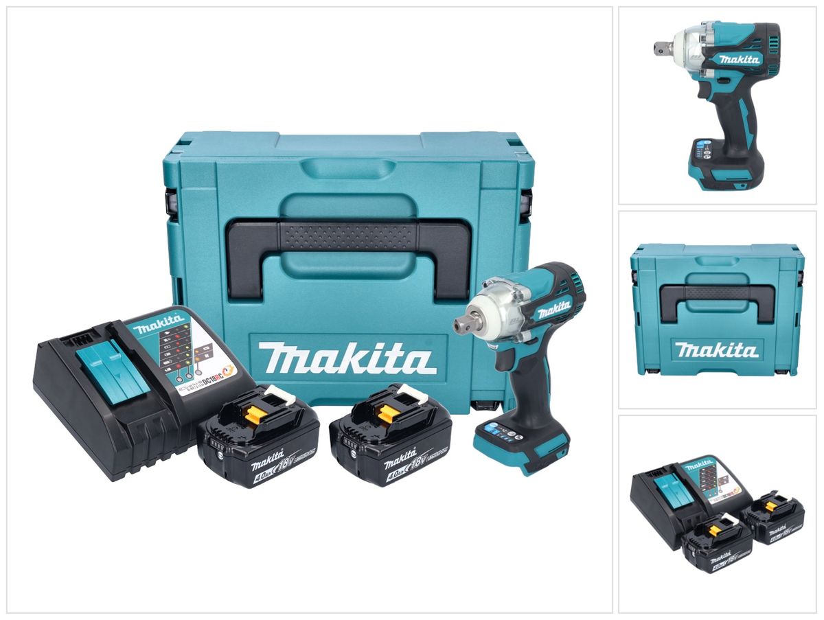 Makita DTW 301 RMJ clé à chocs sans fil 18 V 330 Nm 1/2" sans balai + 2x batterie 4,0 Ah + chargeur + Makpac