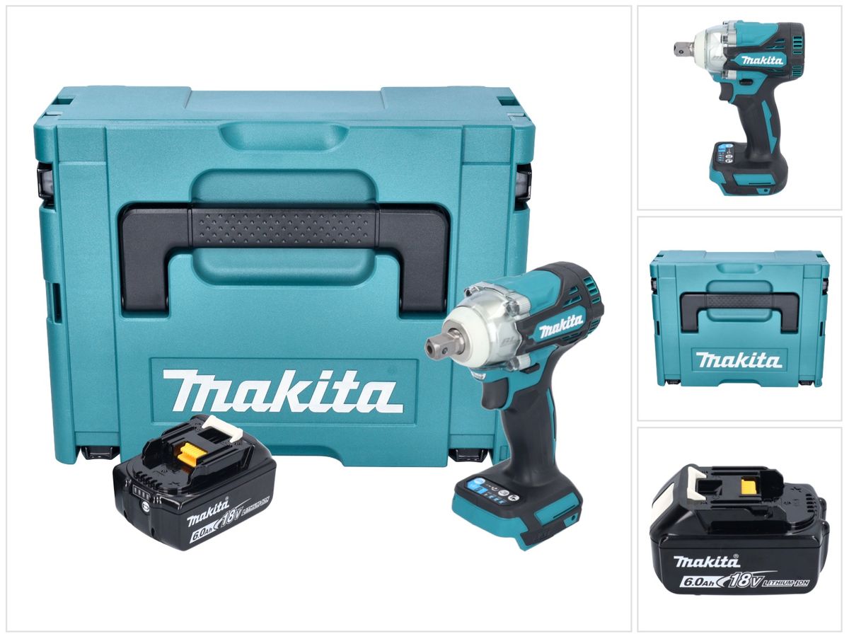 Makita DTW 301 G1J Akku Schlagschrauber 18 V 330 Nm 1/2" Brushless + 1x Akku 6,0 Ah + Makpac - ohne Ladegerät