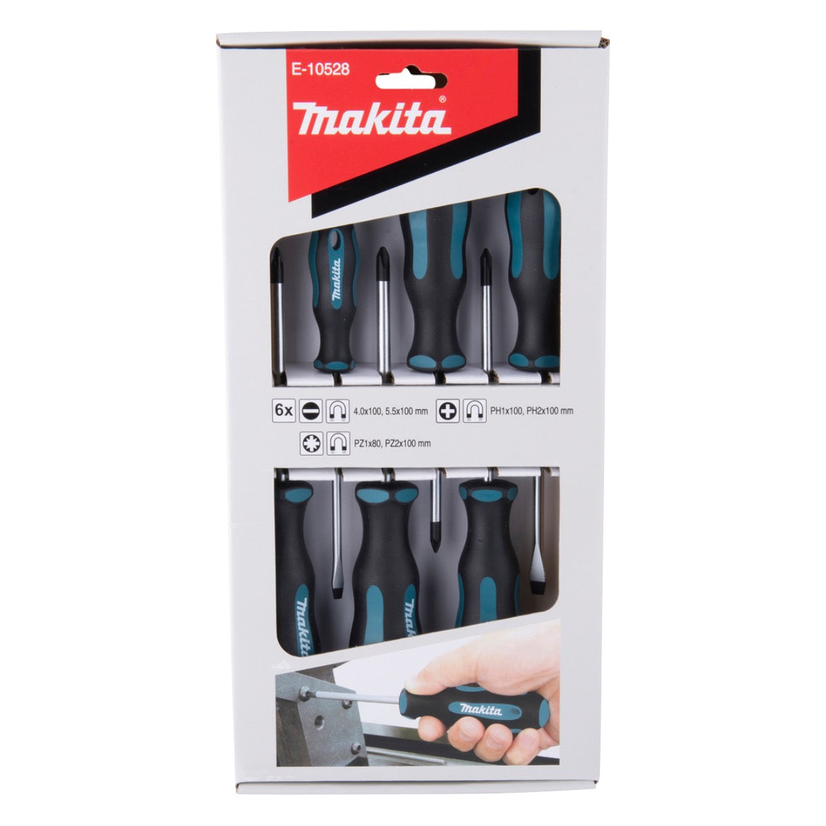 Jeu de tournevis Makita E-10528 6 pièces SL4 / SL5.5 / PH1 / PH2 / PZ1 / PZ2.