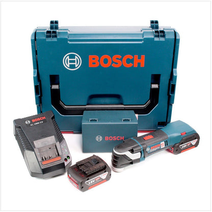 Bosch GOP 18 V-EC Professional Akku Multi Cutter Multifunktionswerkzeug in L-Boxx + 20 tlg. Zubehör mit 2 x GBA 4 Ah Akku und AL 1860 Ladegerät - Toolbrothers