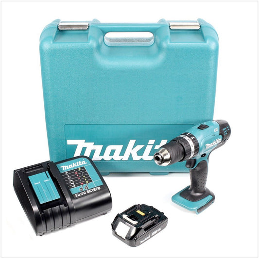 Makita DHP 453 SA1TK Akku Schlagbohrschrauber 18 V 42 Nm + 1x Akku 2,0 Ah + Ladegerät + 101 tlg. Werkzeugset + Koffer - Toolbrothers