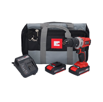 Perceuse à percussion sans fil Einhell TE-CD 18/2 Li-i-Kit 18 V 44 Nm + 2x batteries 1,5 Ah + chargeur + sac