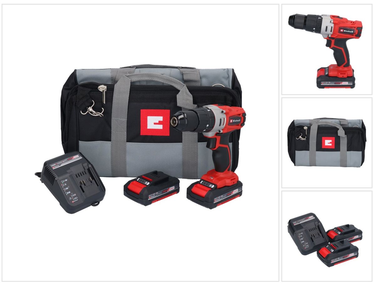 Einhell TE-CD 18/2 Li-i-Kit Akku Schlagbohrschrauber 18 V 44 Nm + 2x Akku 1,5 Ah + Ladegerät + Tasche