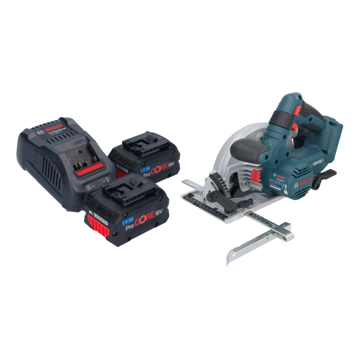 Bosch GKS 18V-57-2 Scie circulaire professionnelle sur batterie 18 V 165 mm sans balais + 2 batteries ProCORE 5,5 Ah + chargeur