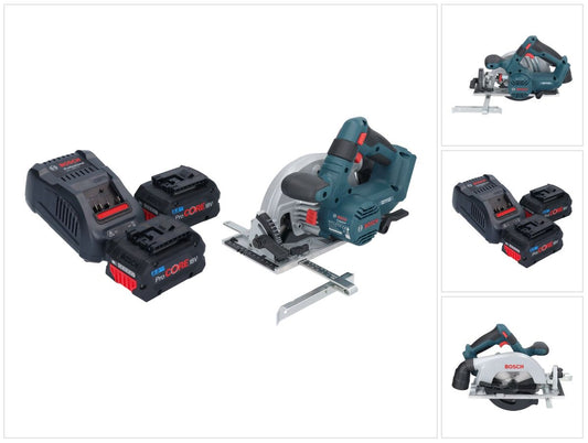 Bosch GKS 18V-57-2 Scie circulaire professionnelle sur batterie 18 V 165 mm sans balais + 2 batteries ProCORE 8,0 Ah + chargeur