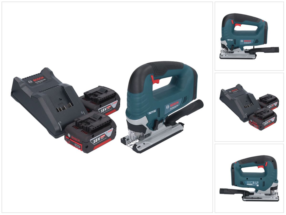 Bosch GST 18V-125 B Scie sauteuse professionnelle sans fil 18 V 125 mm sans balais + 2 batteries 4,0 Ah + chargeur