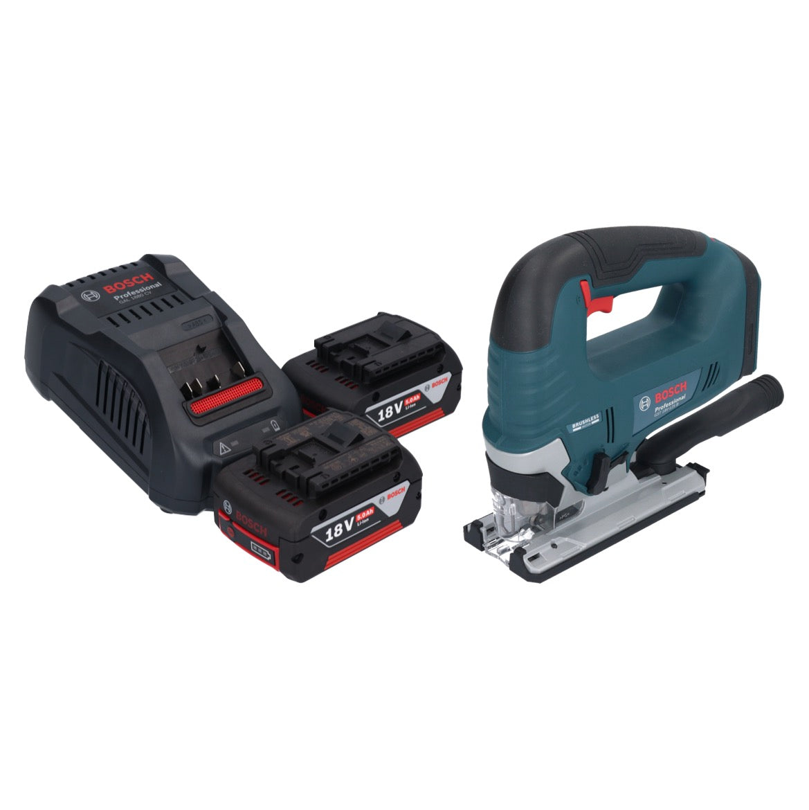 Bosch GST 18V-125 B Scie sauteuse professionnelle sans fil 18 V 125 mm sans balais + 2 batteries 5,0 Ah + chargeur