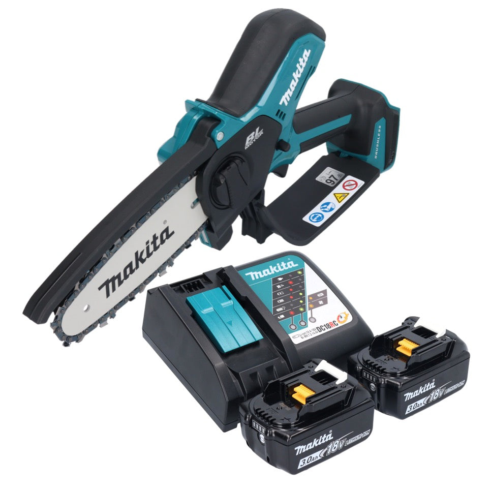 Tronçonneuse à batterie Makita DUC 150 RF2 18 V 15 cm sans balais + 2x batteries 3,0 Ah + chargeur