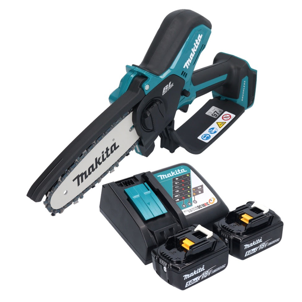 Tronçonneuse à batterie Makita DUC 150 RT2 18 V 15 cm sans balais + 2x batteries 5,0 Ah + chargeur