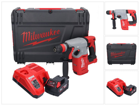 Marteau combiné à batterie Milwaukee M18 BLHX-501X 18 V 2,3 J sans balais + 1x batterie 5,0 Ah + chargeur + boîtier HD