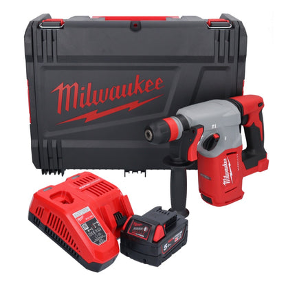 Marteau combiné à batterie Milwaukee M18 BLHX-501X 18 V 2,3 J sans balais + 1x batterie 5,0 Ah + chargeur + boîtier HD