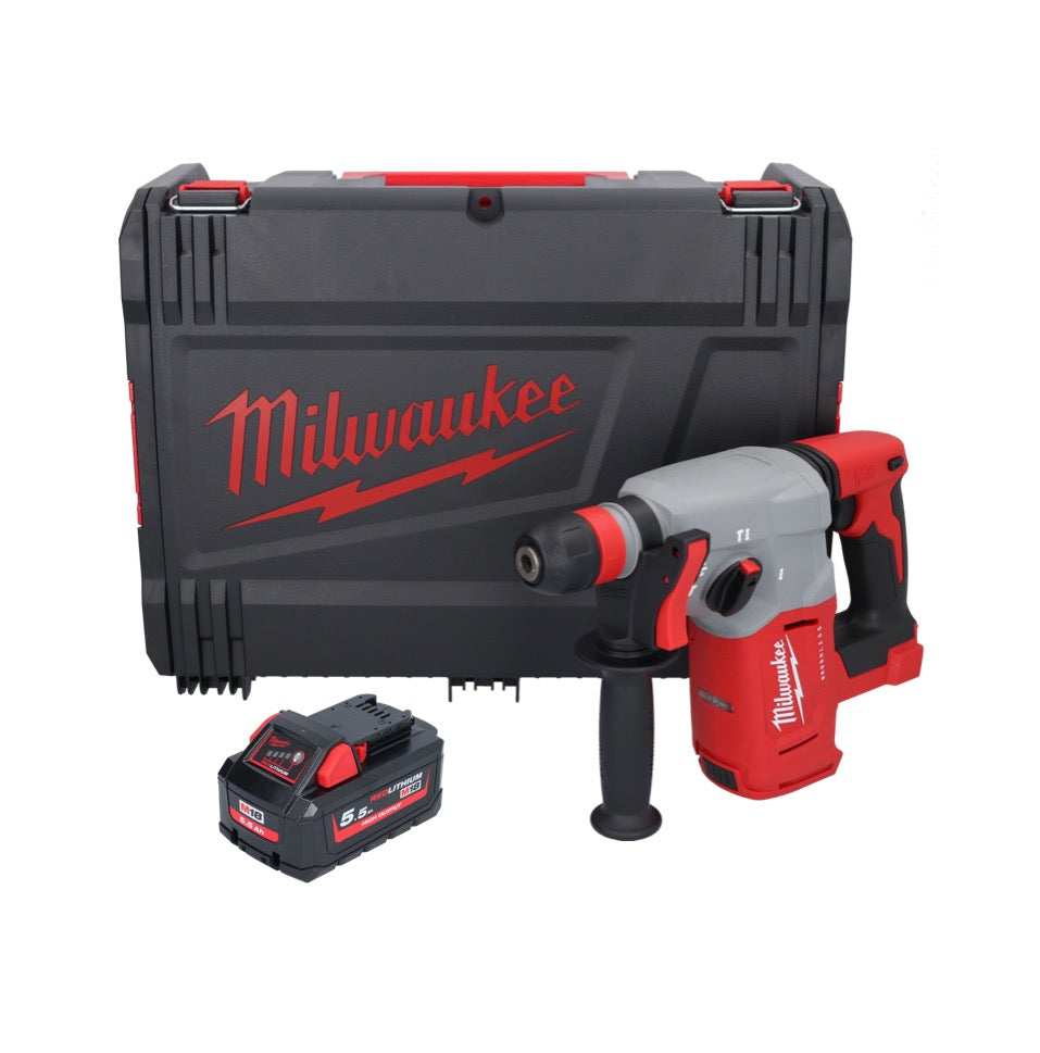 Marteau combiné à batterie Milwaukee M18 BLHX-551X 18 V 2,3 J sans balais + 1x batterie 5,5 Ah + boîtier HD - sans chargeur