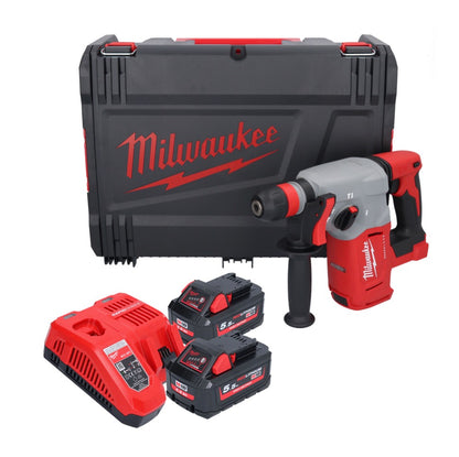 Marteau combiné à batterie Milwaukee M18 BLHX-552X 18 V 2,3 J brushless + 2x batteries 5,5 Ah + chargeur + boîtier HD