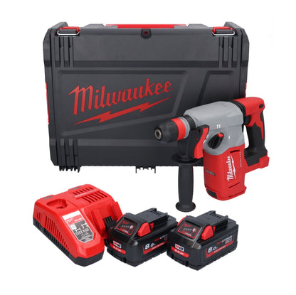 Marteau combiné à batterie Milwaukee M18 BLHX-802X 18 V 2,3 J sans balais + 2x batteries 8,0 Ah + chargeur + boîtier HD