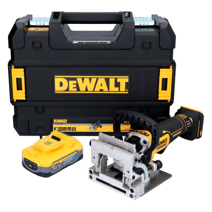 DeWalt DCW 682 NT Akku Flachdübelfräse 18 V 102 x 20 mm Brushless + 1x Powerstack Akku 5,0 Ah + TSTAK - ohne Ladegerät