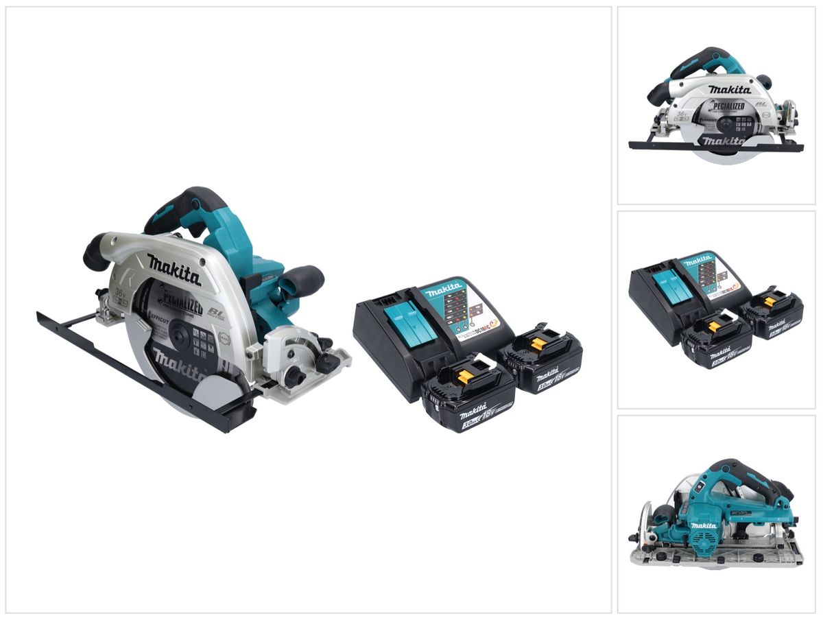 Makita DHS 900 RF2U scie circulaire à batterie 36 V (2x 18 V) 235 mm sans balais + 2x batterie 3,0 Ah + chargeur + adaptateur Bluetooth