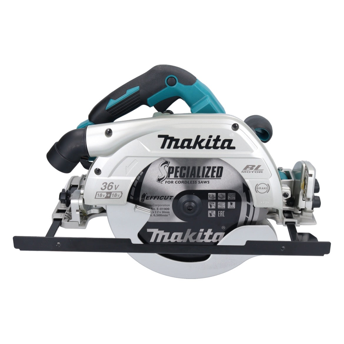 Makita DHS 900 PM2U Akku Handkreissäge 36 V ( 2x 18 V ) 235 mm Brushless + 2x Akku 4,0 Ah + Doppel Ladegerät + Bluetooth Adapter