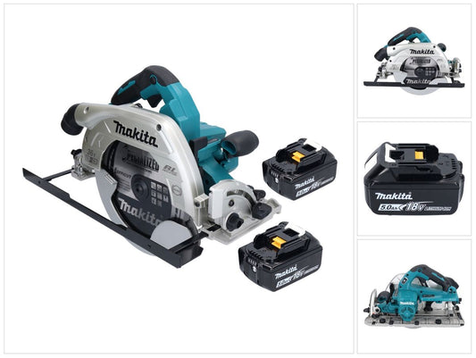 Scie circulaire à batterie Makita DHS 900 T2U 36 V (2x 18 V) 235 mm sans balais + 2x batterie 5,0 Ah + adaptateur Bluetooth - sans chargeur