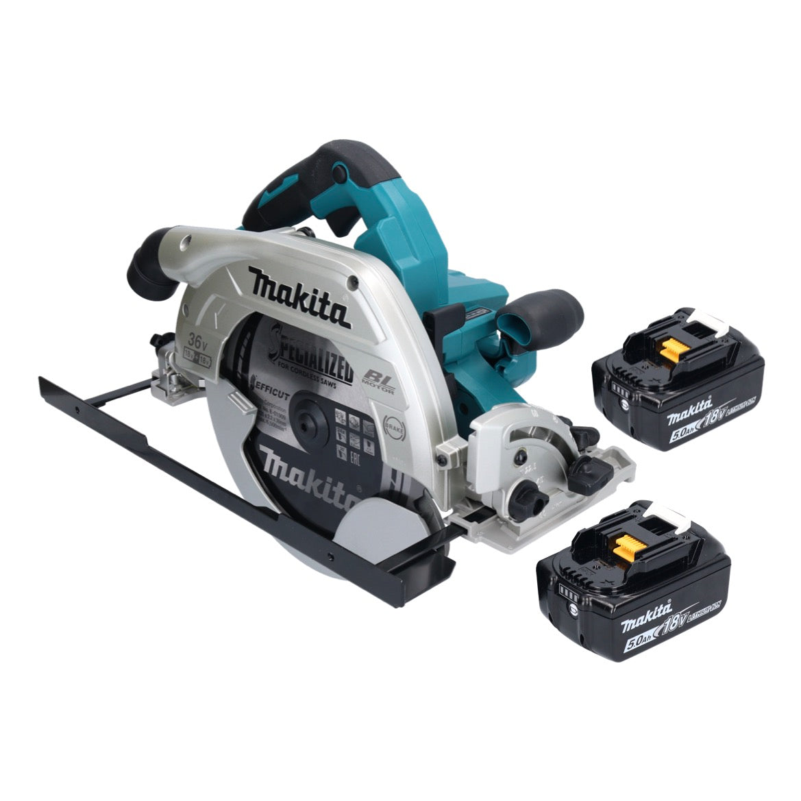 Makita DHS 900 T2U Akku Handkreissäge 36 V ( 2x 18 V ) 235 mm Brushless + 2x Akku 5,0 Ah + Bluetooth Adapter - ohne Ladegerät