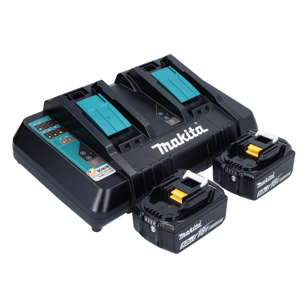 Makita DHS 900 PT2U Akku Handkreissäge 36 V ( 2x 18 V ) 235 mm Brushless + 2x Akku 5,0 Ah + Doppel Ladegerät + Bluetooth Adapter