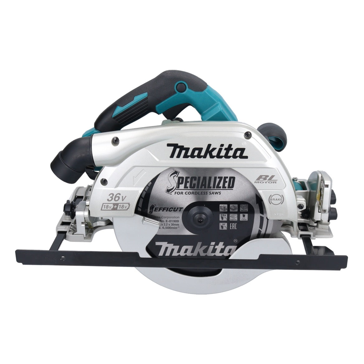 Makita DHS 900 PG2U Akku Handkreissäge 36 V ( 2x 18 V ) 235 mm Brushless + 2x Akku 6,0 Ah + Doppel Ladegerät + Bluetooth Adapter