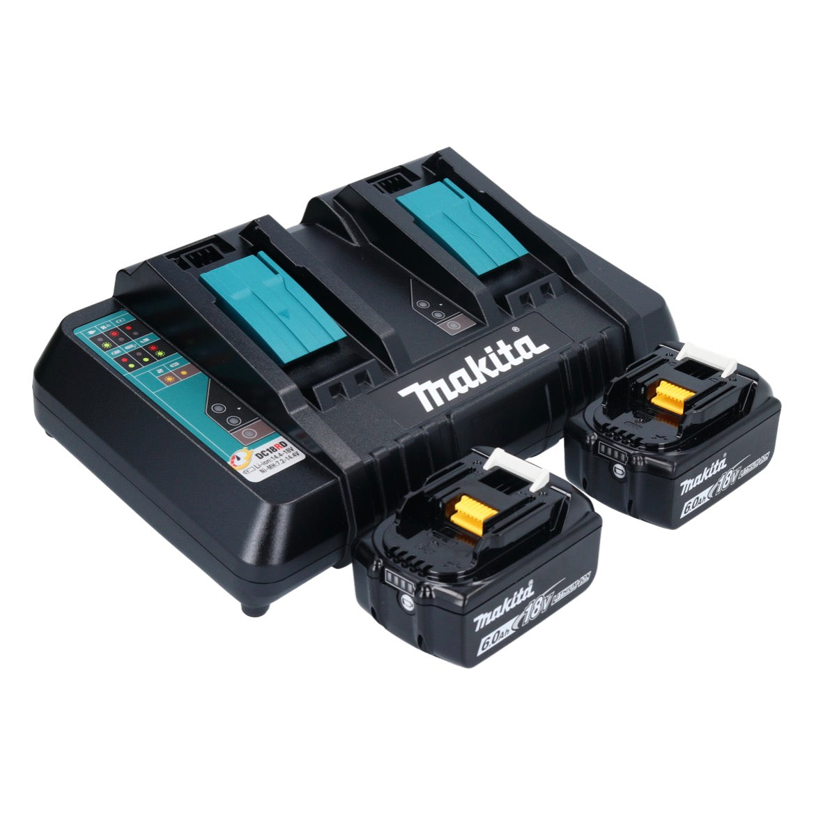 Makita DHS 900 PG2U scie circulaire à batterie 36 V (2x 18 V) 235 mm sans balais + 2x batterie 6,0 Ah + double chargeur + adaptateur Bluetooth