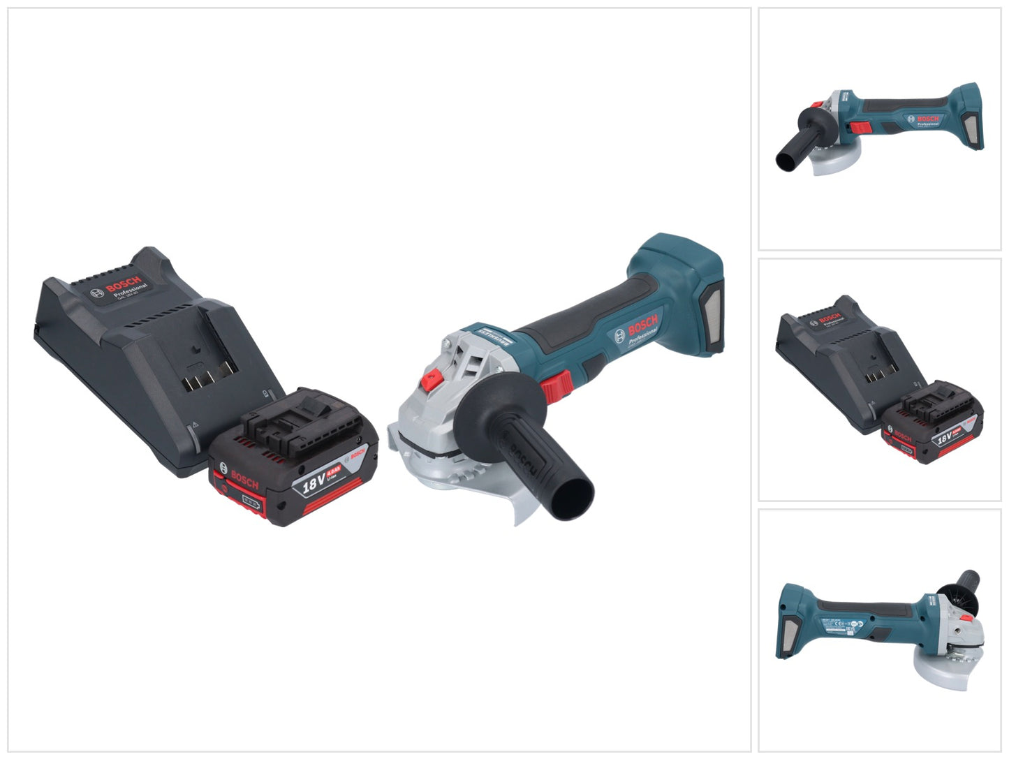 Bosch GWS 18V-7 Professional Akku Winkelschleifer 18 V 125 mm Brushless + 1x Akku 4,0 Ah + Ladegerät