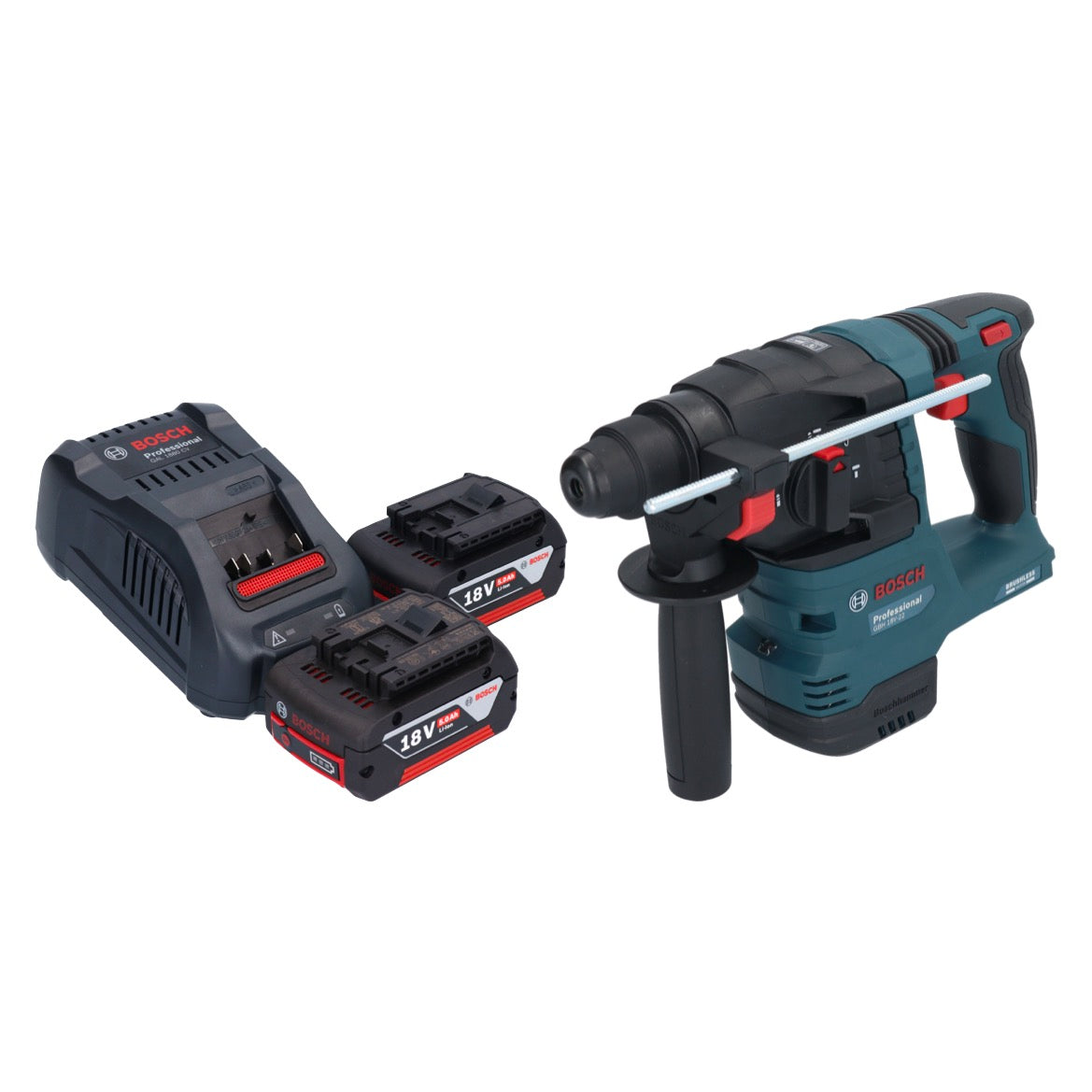 Perceuse à percussion sans fil Bosch GBH 18V-22 Professional 18 V 1,9 J SDS Plus sans balais + 2 batteries 5,0 Ah + chargeur